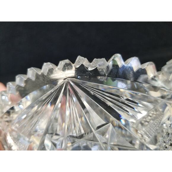 Vintage Brilliant Cut Crystal Bowl – 8” Sawtooth Edge - Picture 7 of 7
